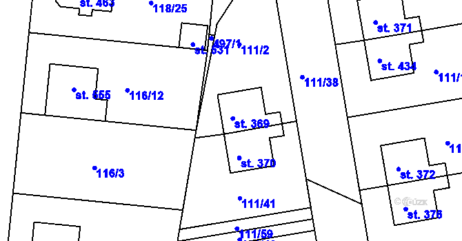 Parcela st. 369 v KÚ Holohlavy, Katastrální mapa