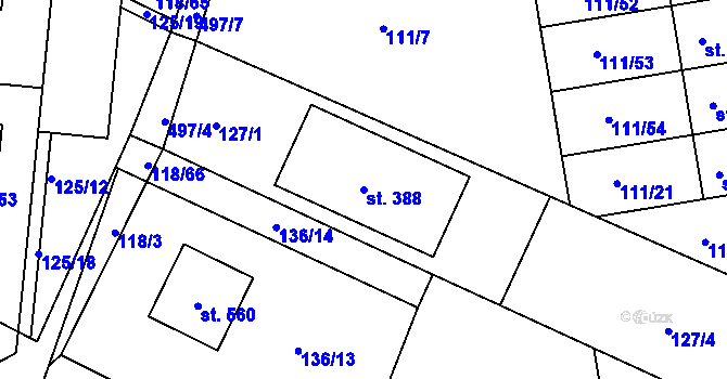 Parcela st. 388 v KÚ Holohlavy, Katastrální mapa