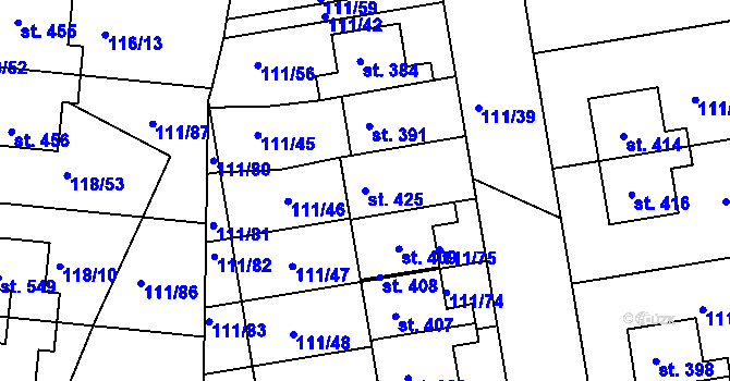 Parcela st. 425 v KÚ Holohlavy, Katastrální mapa