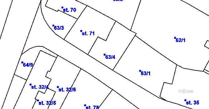 Parcela st. 63/4 v KÚ Holohlavy, Katastrální mapa