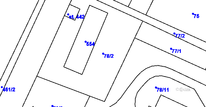 Parcela st. 78/2 v KÚ Holohlavy, Katastrální mapa