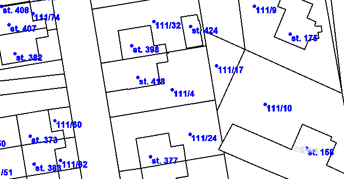 Parcela st. 111/4 v KÚ Holohlavy, Katastrální mapa