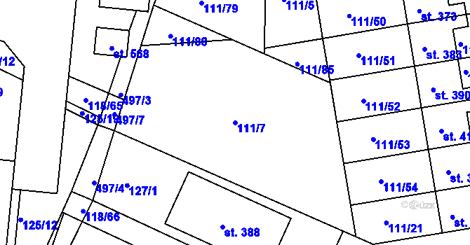 Parcela st. 111/7 v KÚ Holohlavy, Katastrální mapa