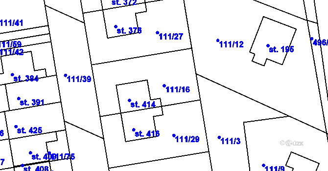 Parcela st. 111/16 v KÚ Holohlavy, Katastrální mapa