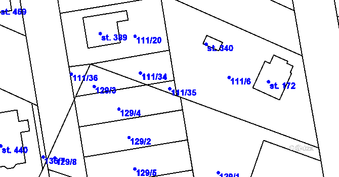 Parcela st. 111/35 v KÚ Holohlavy, Katastrální mapa