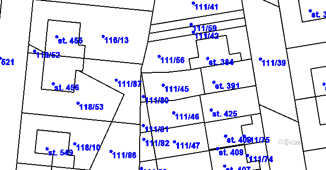 Parcela st. 111/45 v KÚ Holohlavy, Katastrální mapa