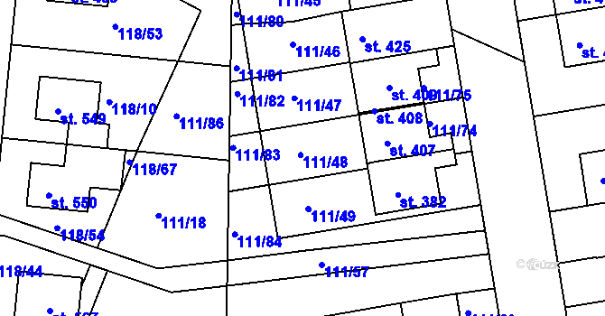 Parcela st. 111/48 v KÚ Holohlavy, Katastrální mapa