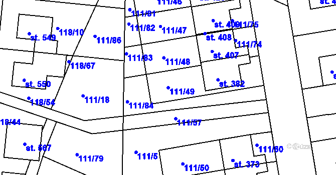 Parcela st. 111/49 v KÚ Holohlavy, Katastrální mapa