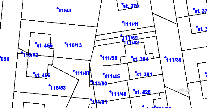 Parcela st. 111/56 v KÚ Holohlavy, Katastrální mapa