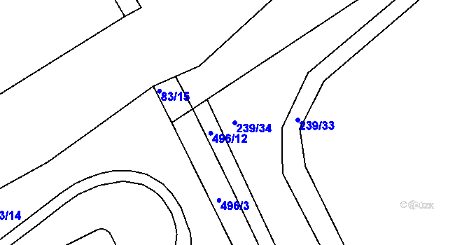 Parcela st. 239/34 v KÚ Holohlavy, Katastrální mapa
