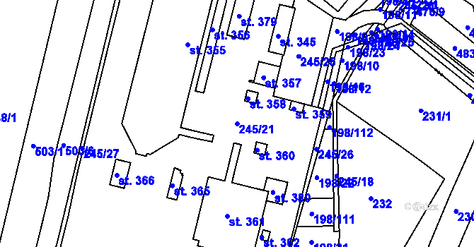 Parcela st. 245/21 v KÚ Holohlavy, Katastrální mapa
