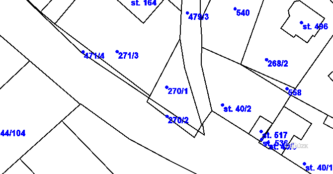 Parcela st. 270/1 v KÚ Holohlavy, Katastrální mapa