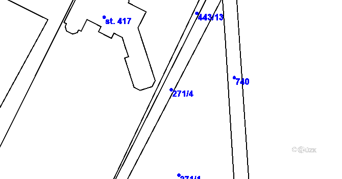 Parcela st. 271/4 v KÚ Holohlavy, Katastrální mapa