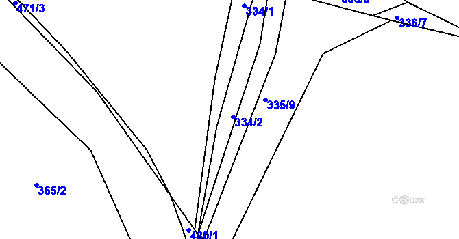 Parcela st. 334/2 v KÚ Holohlavy, Katastrální mapa