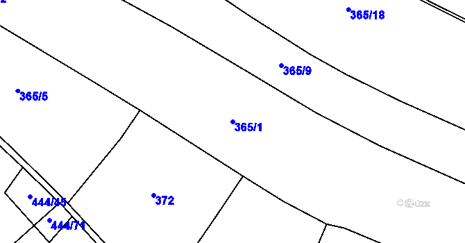 Parcela st. 365/1 v KÚ Holohlavy, Katastrální mapa