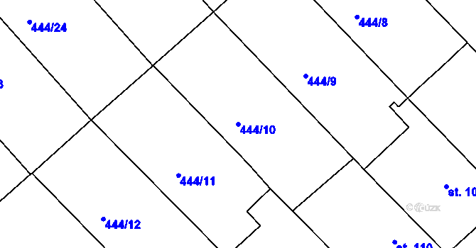 Parcela st. 444/10 v KÚ Holohlavy, Katastrální mapa