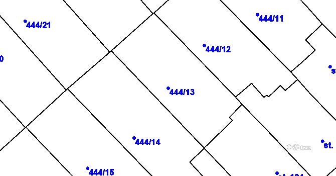 Parcela st. 444/13 v KÚ Holohlavy, Katastrální mapa