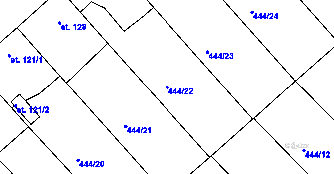 Parcela st. 444/22 v KÚ Holohlavy, Katastrální mapa