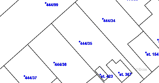 Parcela st. 444/35 v KÚ Holohlavy, Katastrální mapa