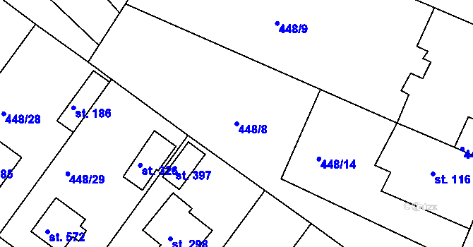 Parcela st. 448/8 v KÚ Holohlavy, Katastrální mapa