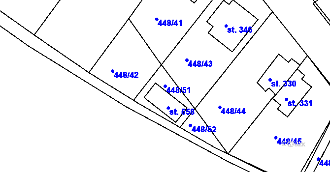 Parcela st. 448/51 v KÚ Holohlavy, Katastrální mapa