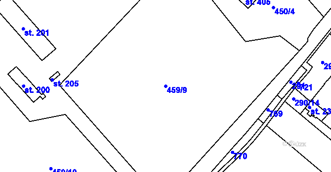 Parcela st. 459/9 v KÚ Holohlavy, Katastrální mapa