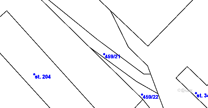 Parcela st. 459/21 v KÚ Holohlavy, Katastrální mapa