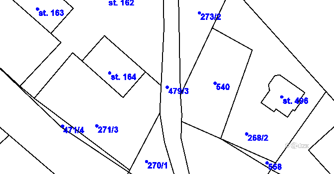 Parcela st. 479/3 v KÚ Holohlavy, Katastrální mapa