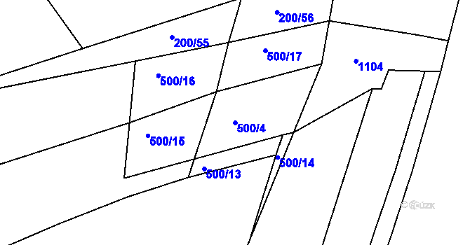 Parcela st. 500/4 v KÚ Holohlavy, Katastrální mapa