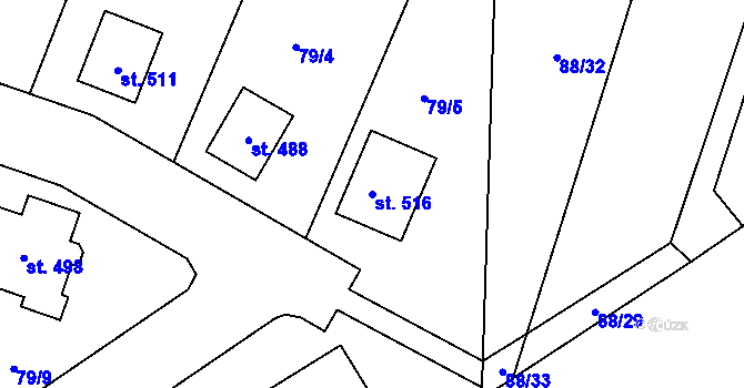 Parcela st. 516 v KÚ Holohlavy, Katastrální mapa