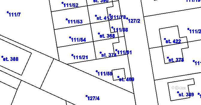 Parcela st. 374 v KÚ Holohlavy, Katastrální mapa