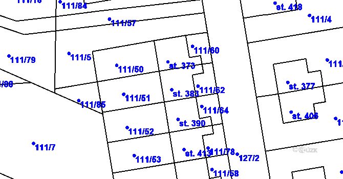Parcela st. 383 v KÚ Holohlavy, Katastrální mapa