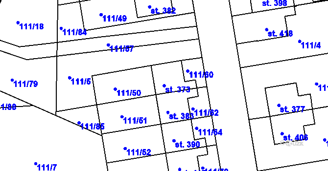 Parcela st. 373 v KÚ Holohlavy, Katastrální mapa