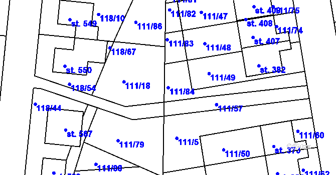 Parcela st. 111/84 v KÚ Holohlavy, Katastrální mapa