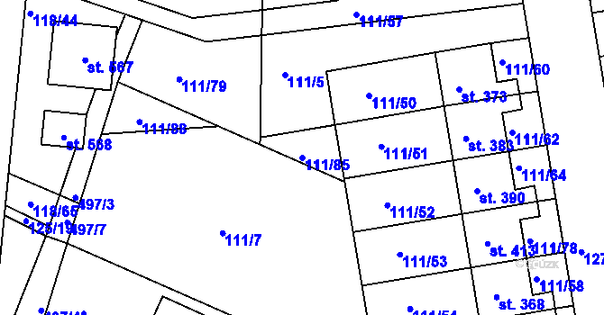 Parcela st. 111/85 v KÚ Holohlavy, Katastrální mapa