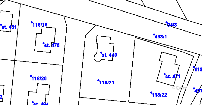 Parcela st. 449 v KÚ Holohlavy, Katastrální mapa