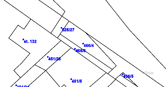 Parcela st. 466/4 v KÚ Holohlavy, Katastrální mapa