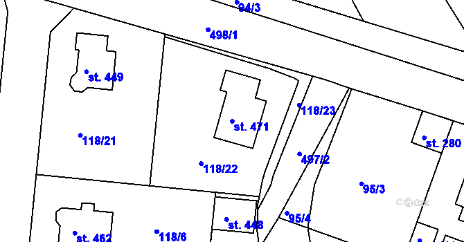 Parcela st. 471 v KÚ Holohlavy, Katastrální mapa