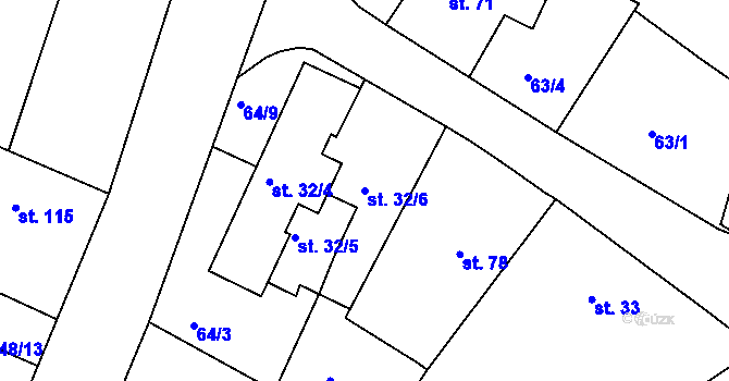 Parcela st. 32/6 v KÚ Holohlavy, Katastrální mapa