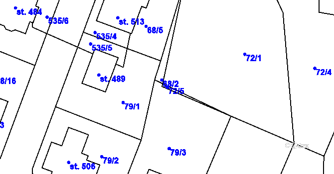 Parcela st. 72/5 v KÚ Holohlavy, Katastrální mapa