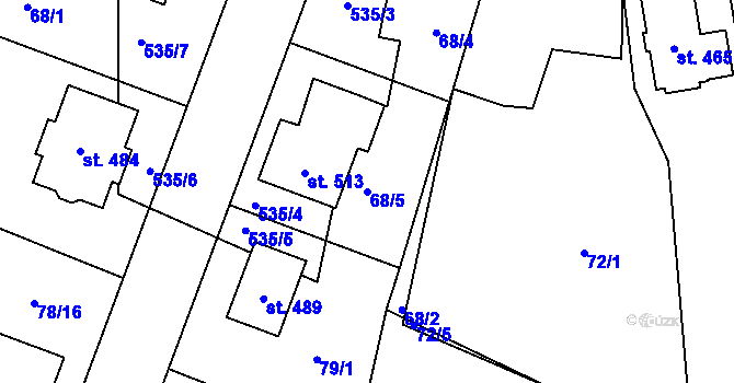 Parcela st. 68/5 v KÚ Holohlavy, Katastrální mapa