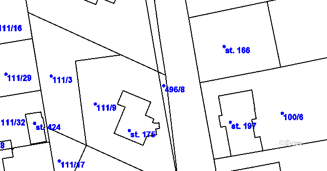 Parcela st. 496/8 v KÚ Holohlavy, Katastrální mapa