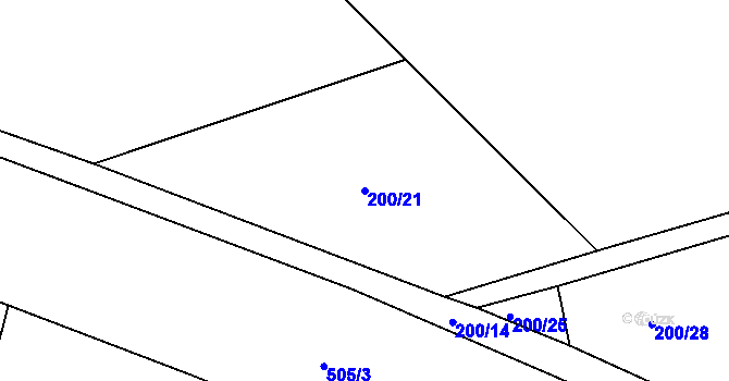 Parcela st. 200/21 v KÚ Holohlavy, Katastrální mapa