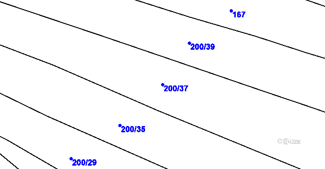 Parcela st. 200/37 v KÚ Holohlavy, Katastrální mapa