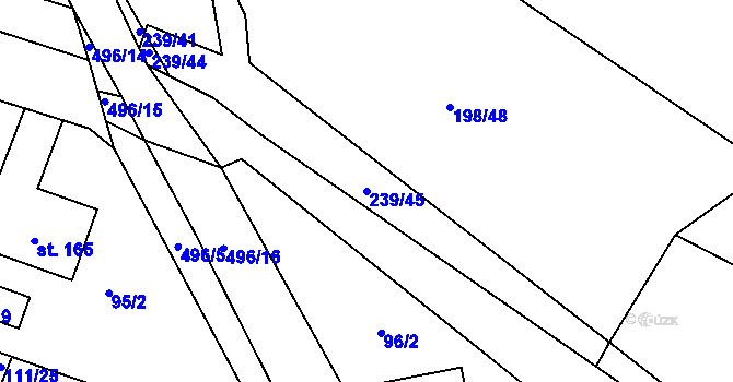 Parcela st. 239/45 v KÚ Holohlavy, Katastrální mapa