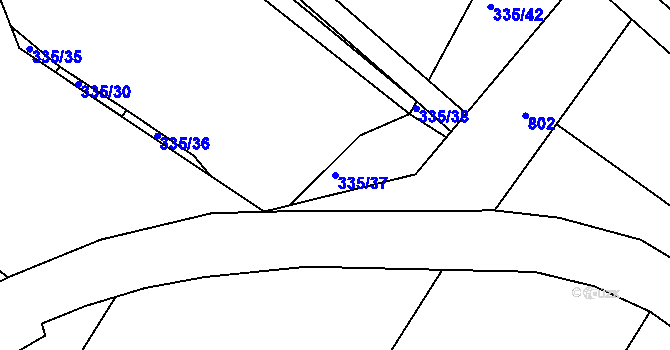 Parcela st. 335/37 v KÚ Holohlavy, Katastrální mapa