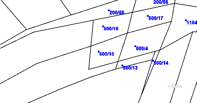 Parcela st. 500/15 v KÚ Holohlavy, Katastrální mapa