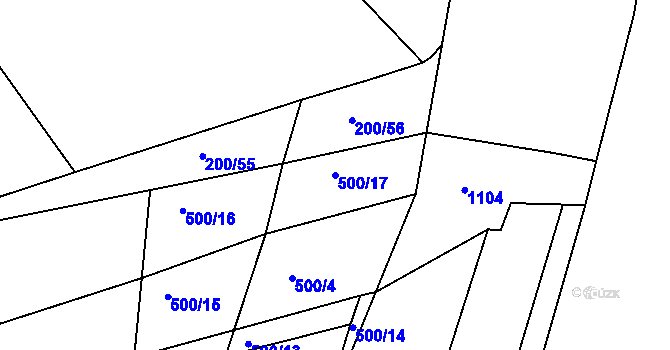 Parcela st. 500/17 v KÚ Holohlavy, Katastrální mapa