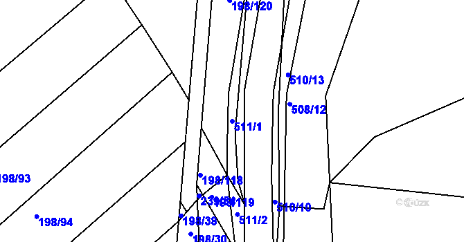 Parcela st. 511/1 v KÚ Holohlavy, Katastrální mapa
