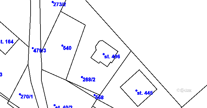 Parcela st. 496 v KÚ Holohlavy, Katastrální mapa